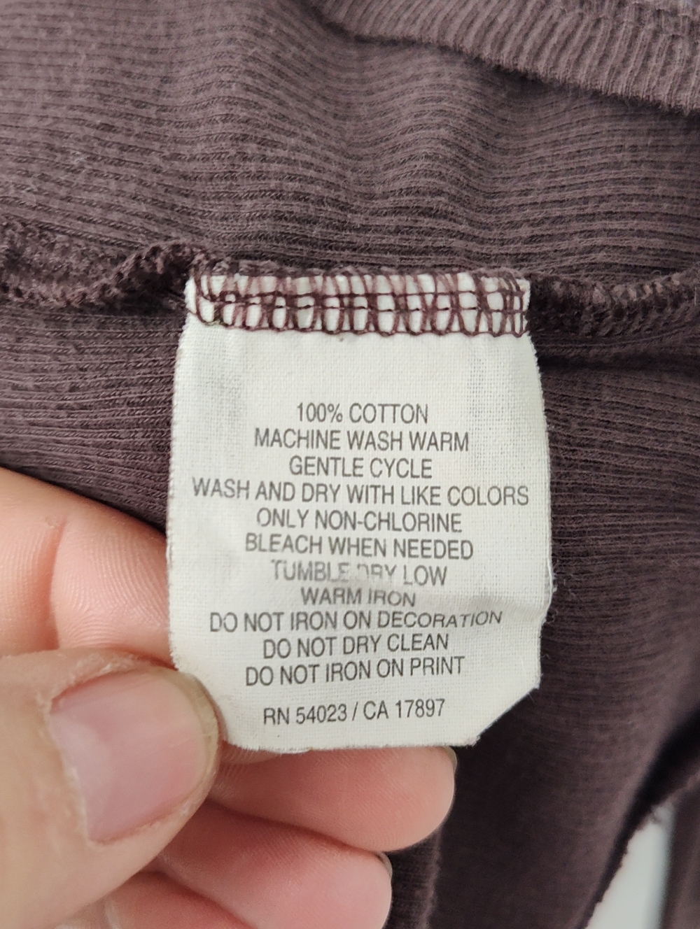 Old Navy Perfect Fit Brown Ribbed Long-Sleeve Henley Top Women's Medium - Picture 6 of 7